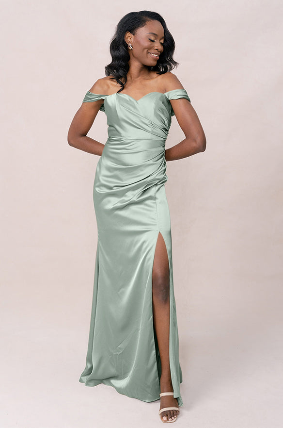 Ariel Convertible Satin Dress | Made To Order Sage