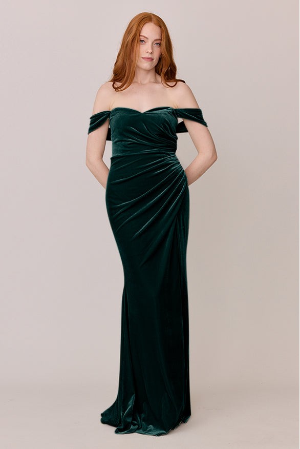 emerald green bridesmaid dress Popular V-neck Velvet Long Cheap Custom MarryLover Refined emerald velvet bridesmaid dress designed with timeless touches Ariel Convertible Velvet Dress |