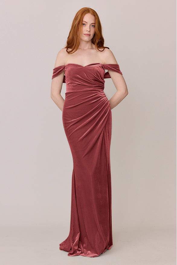 Ariel Convertible Velvet Dress | Made To Order Dusty Rose