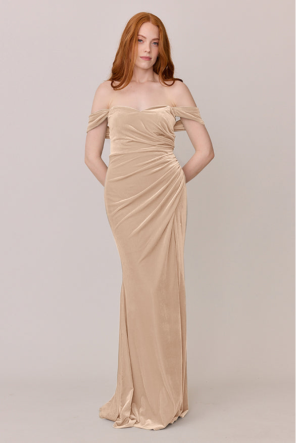 Ariel Convertible Velvet Dress | Made To Order Gold Champagne Ariel Convertible Velvet Dress | Made To Order Gold Champagne