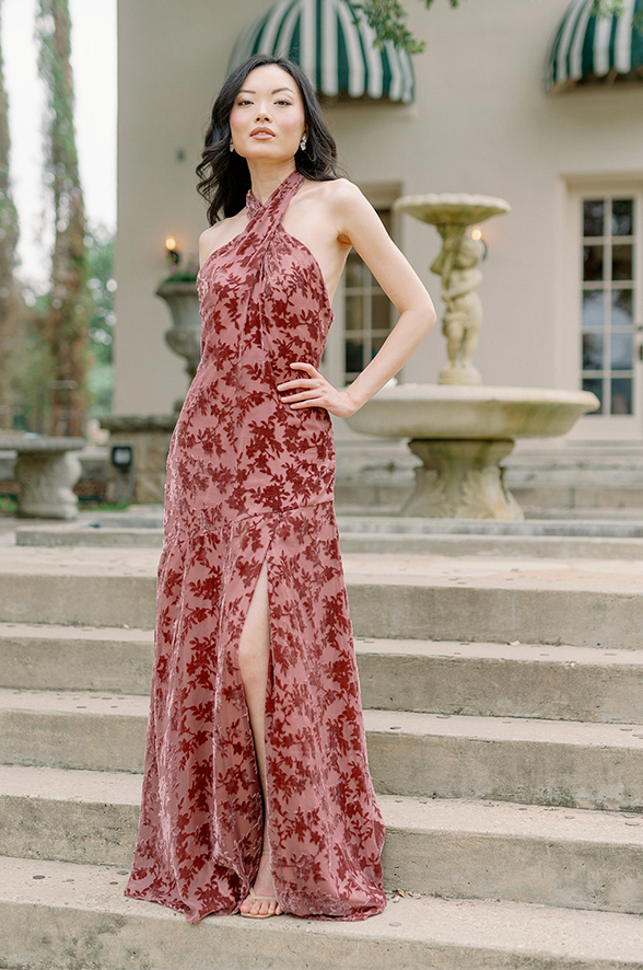 Athena Floral Burnout Velvet Dress | Made To Order