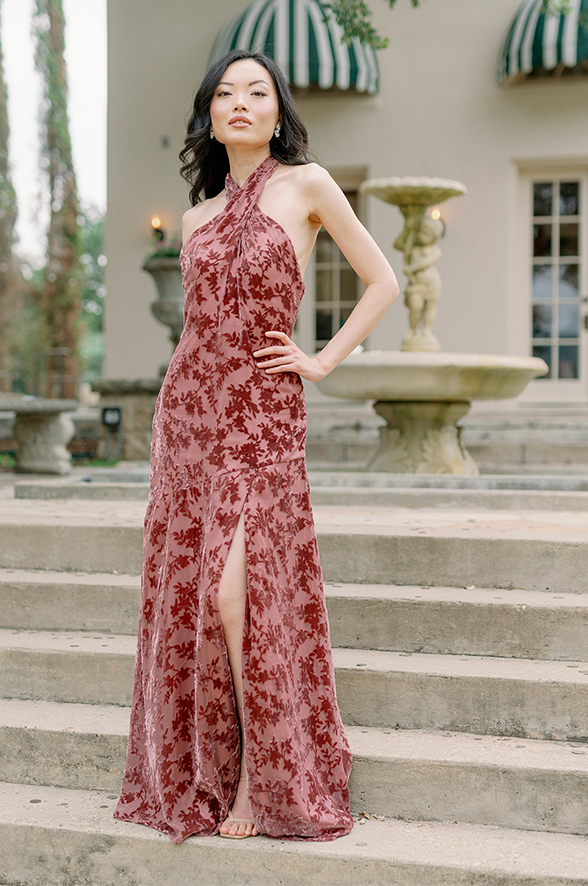 Velvet floral 2025 maxi dress
