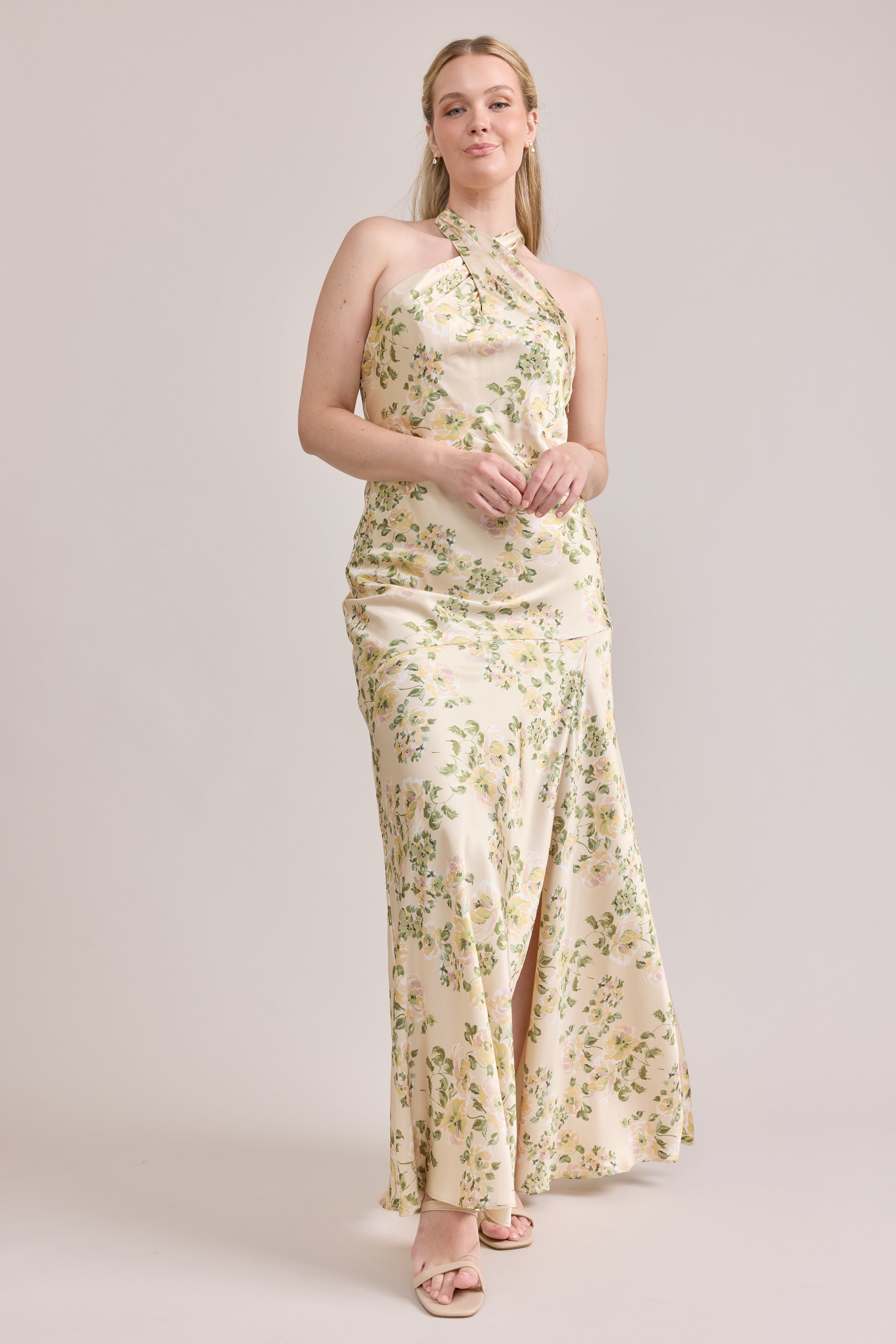 athena satin floral print dress Athena Satin Floral Print Dress