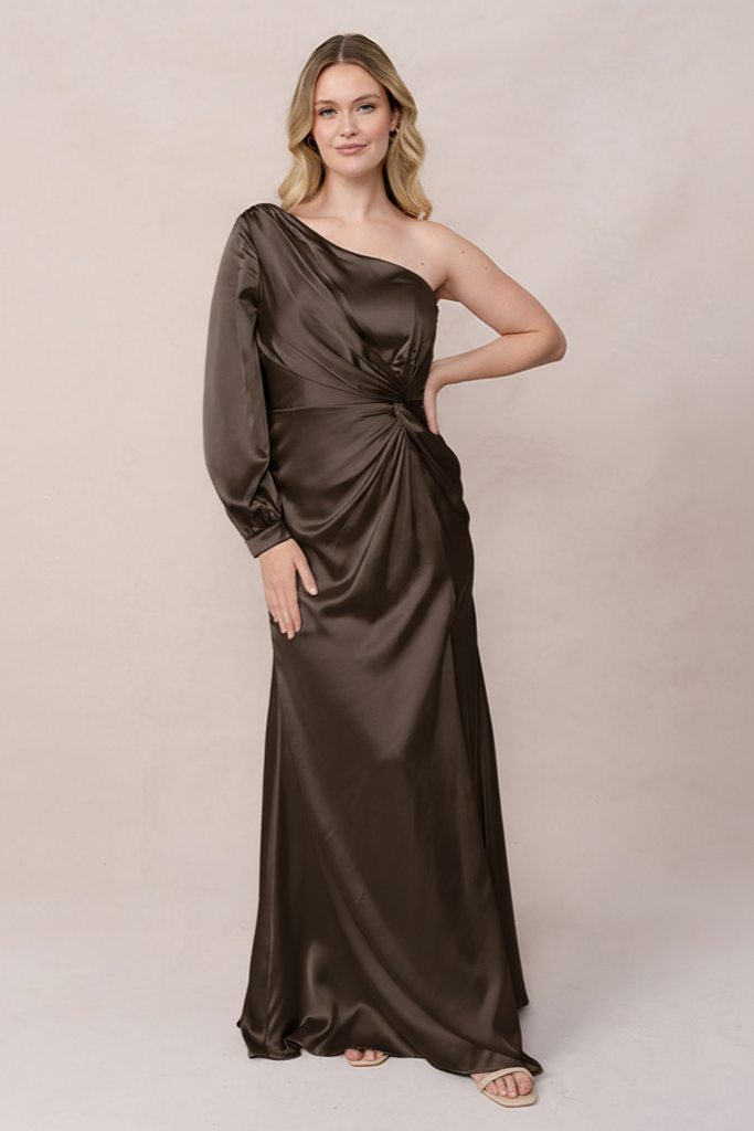 Aurora Satin Dress | Made To Order Espresso Aurora Satin Dress | Made To Order Espresso