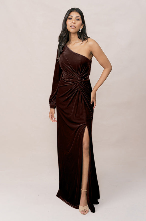 aurora dress brown Velvet YGroup_estevio Bua Linen Maxi dress complementing your natural shape Size:dress size pants : 32 Unfinished bottom