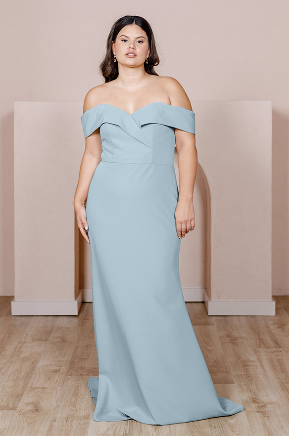 princess polly baby blue dress Sample Light Blue Bardot Crepe Dress