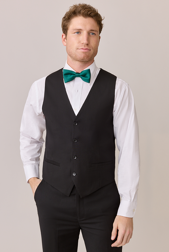 Model: Ethan; Size: M. Pictured with Classic Emerald Satin Bowtie