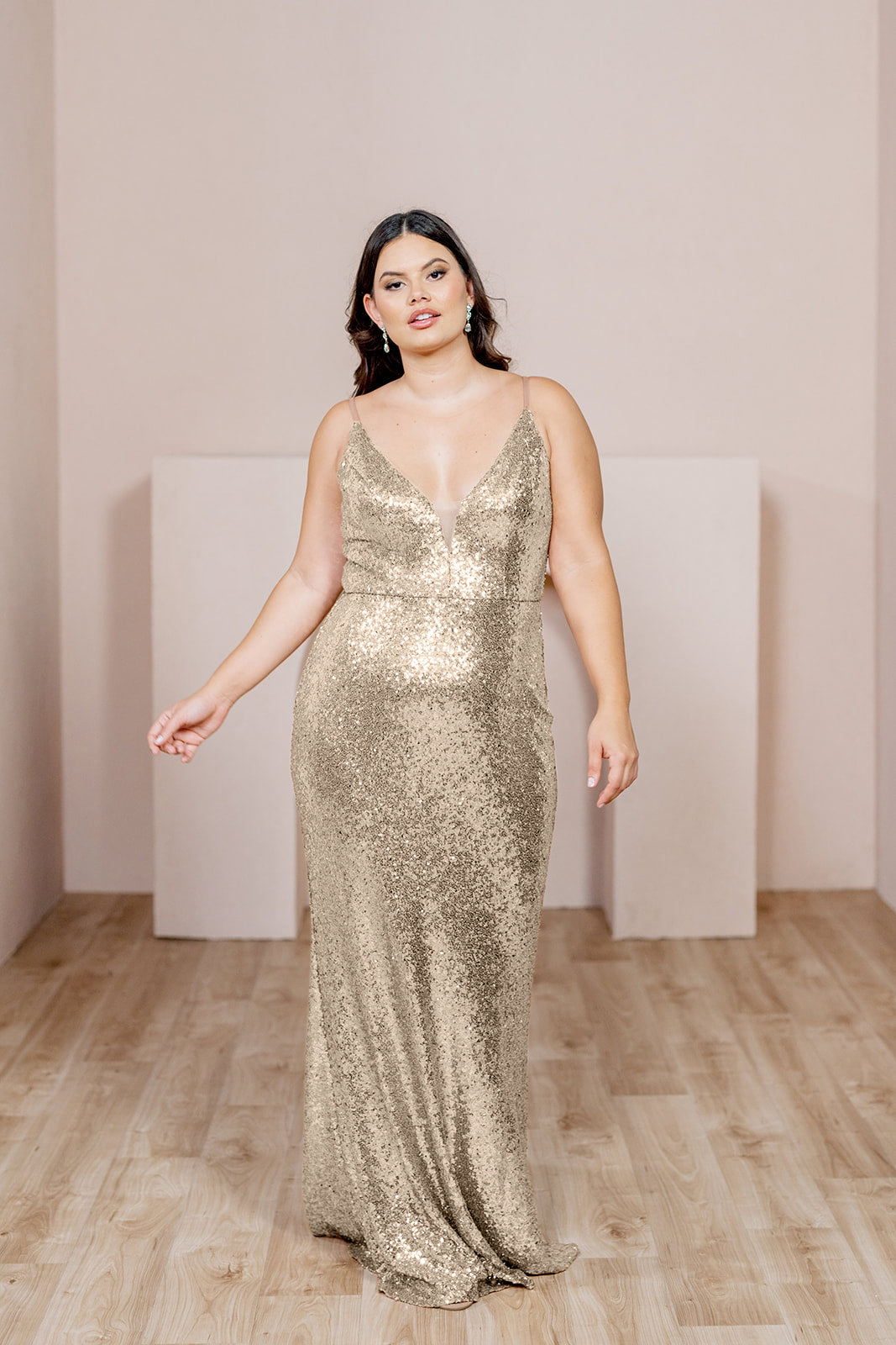 Camilla Sequin Dress | Ready To Ship | Matte Rose Gold 10 / Regular Maxi Camilla Sequin Dress | Ready To Ship | Matte Rose Gold 10 / Regular Maxi