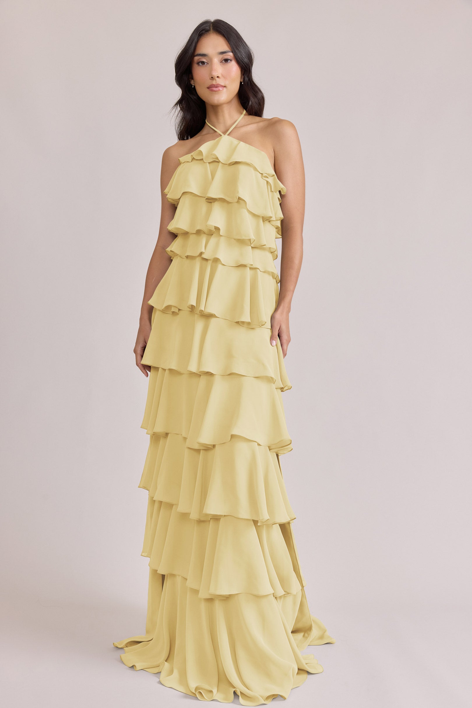 Carrie Chiffon Dress | Made to Order Malibu Pink