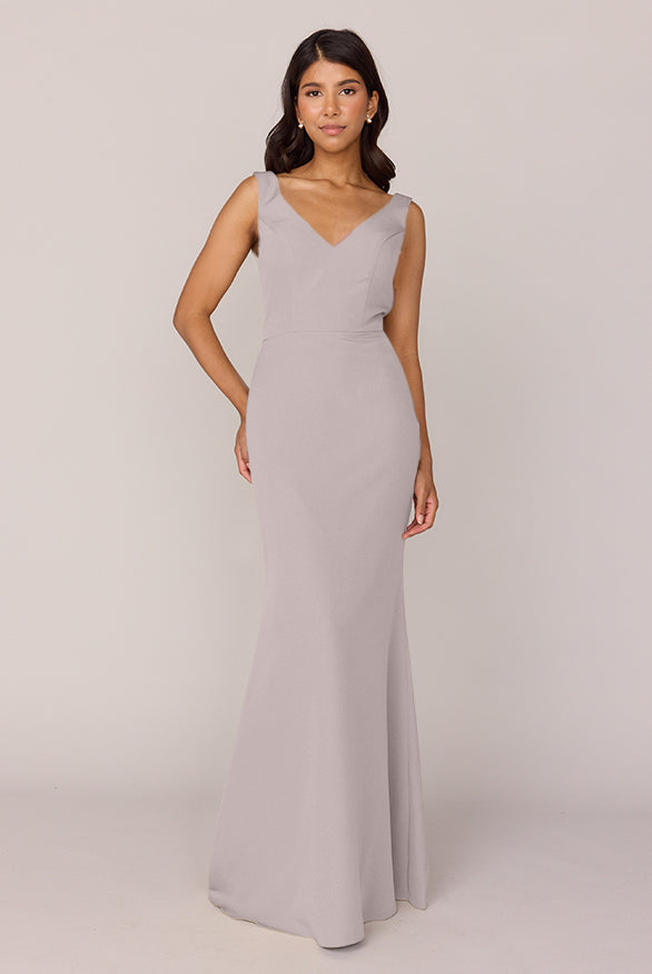 pale gray bridesmaid dress Dakota Crepe Dress