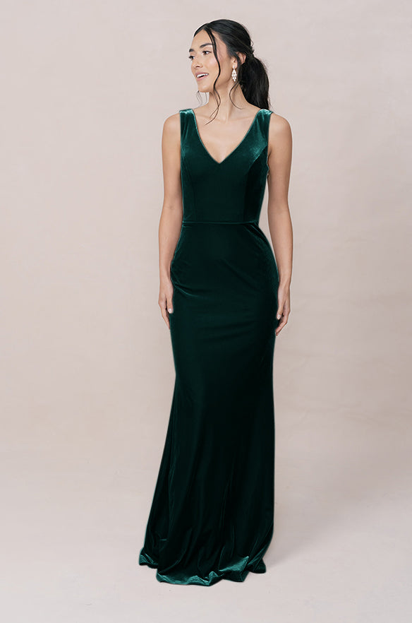 bb dakota green velvet dress SIZ:46 KissProm Yellow - One and a leg slit. drape dress