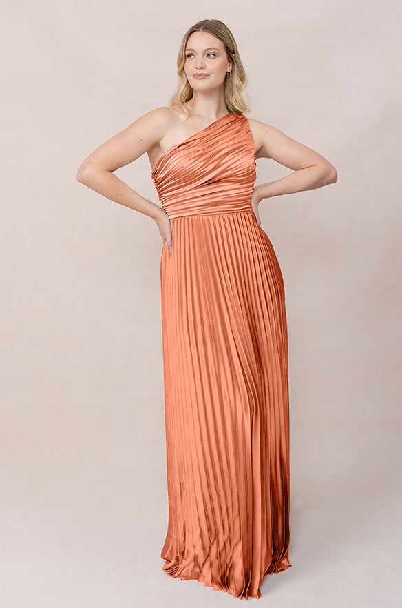 keegan pleated satin dress Petal and Pup Women's Keegan Maxi Dress