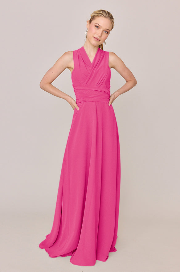 Devan Convertible Chiffon Dress | Made to Order Malibu Pink Devan Convertible Chiffon Dress | Made to Order Malibu Pink