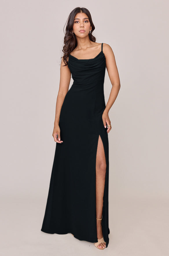 ladies black chiffon dress Ember garden formal wedding guest dress blue