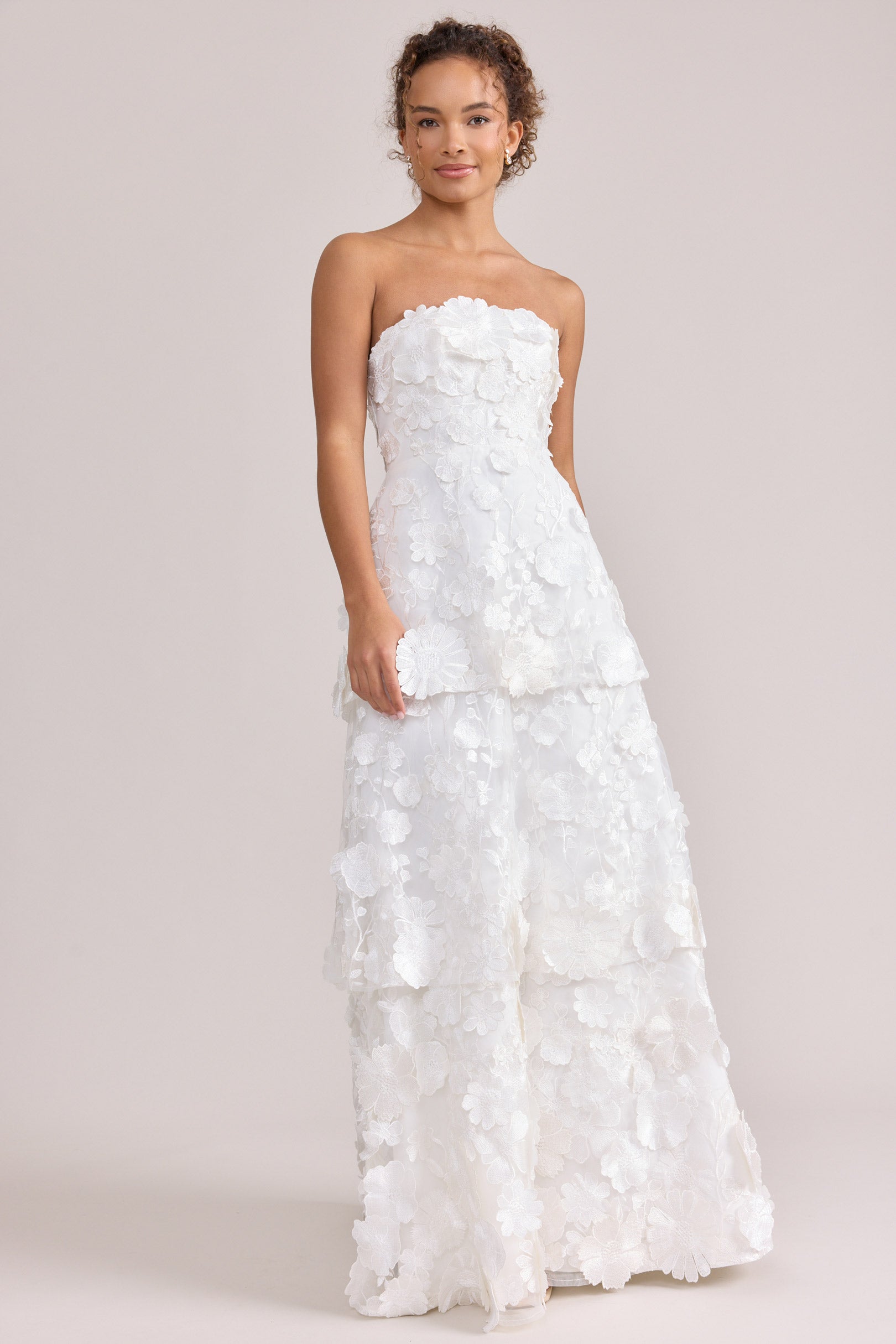 Flora Appliqué Dress White