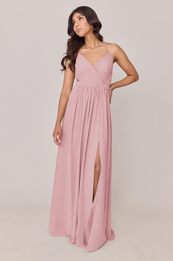 aliah puff chiffon wrap dress in blush Blush like roses in light, Amora in Pink feels just right.  Amora Pink is  now 10% off, both online and the Alia B showroom.  #aliabrtw