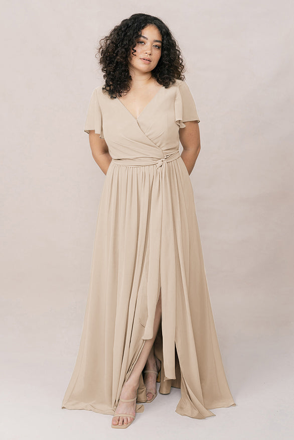 white christmas dresses Harper Chiffon Faux Wrap Dress