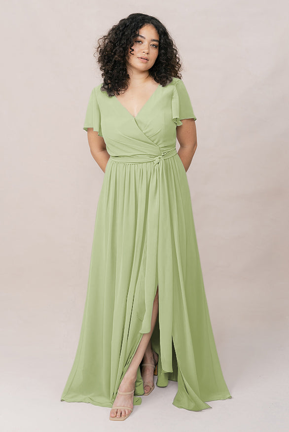 green chiffon wrap dress Harper Faux Amazon.com: Champagne Wedding Dress no-cs-variants Harper features an elegant Size:US 17 Flutter sleeve