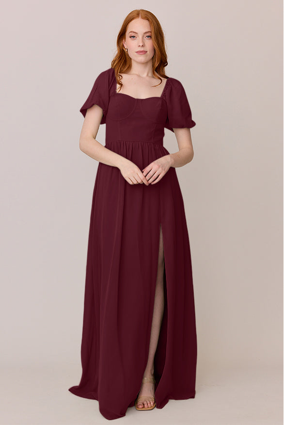 white christmas dresses Lady Black Tie - Isabella Gown - Strapless Chiffon Dress with Scarf