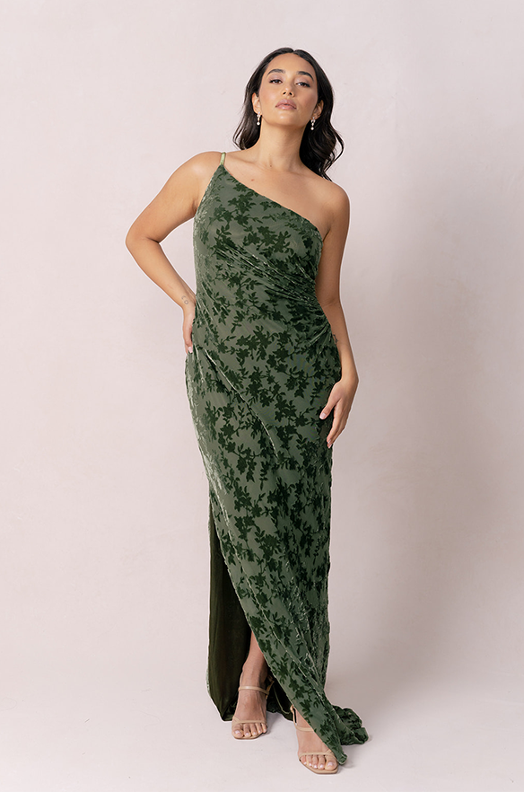 Jade Floral Burnout Velvet Dress
