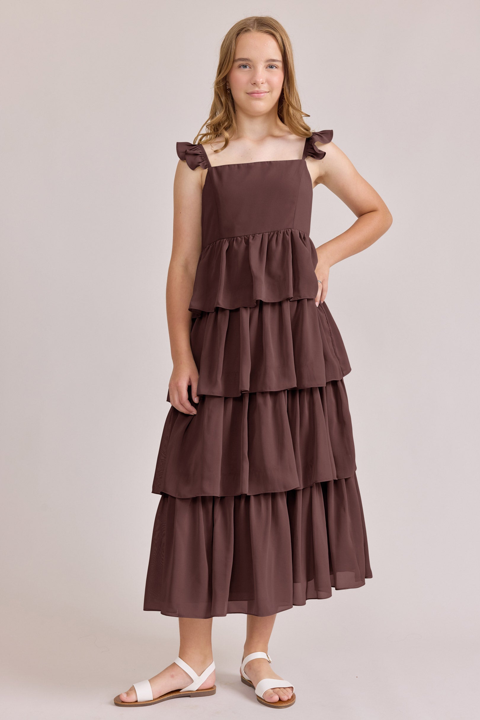 Juniors Poppy Chiffon Dress | Made To Order Marsala Juniors Poppy Chiffon Dress | Made To Order Marsala