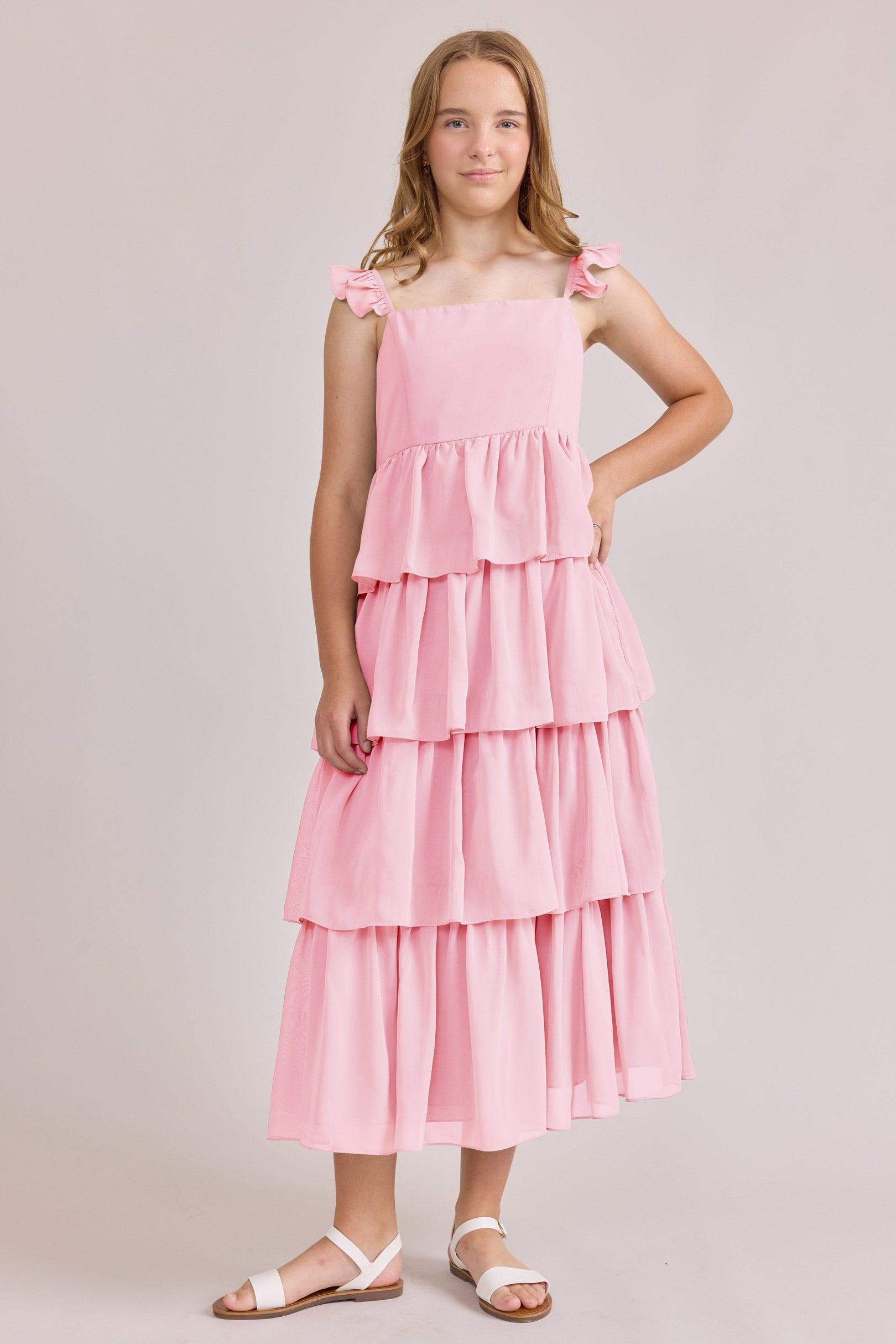Juniors Poppy Chiffon Dress | Made To Order Rosette