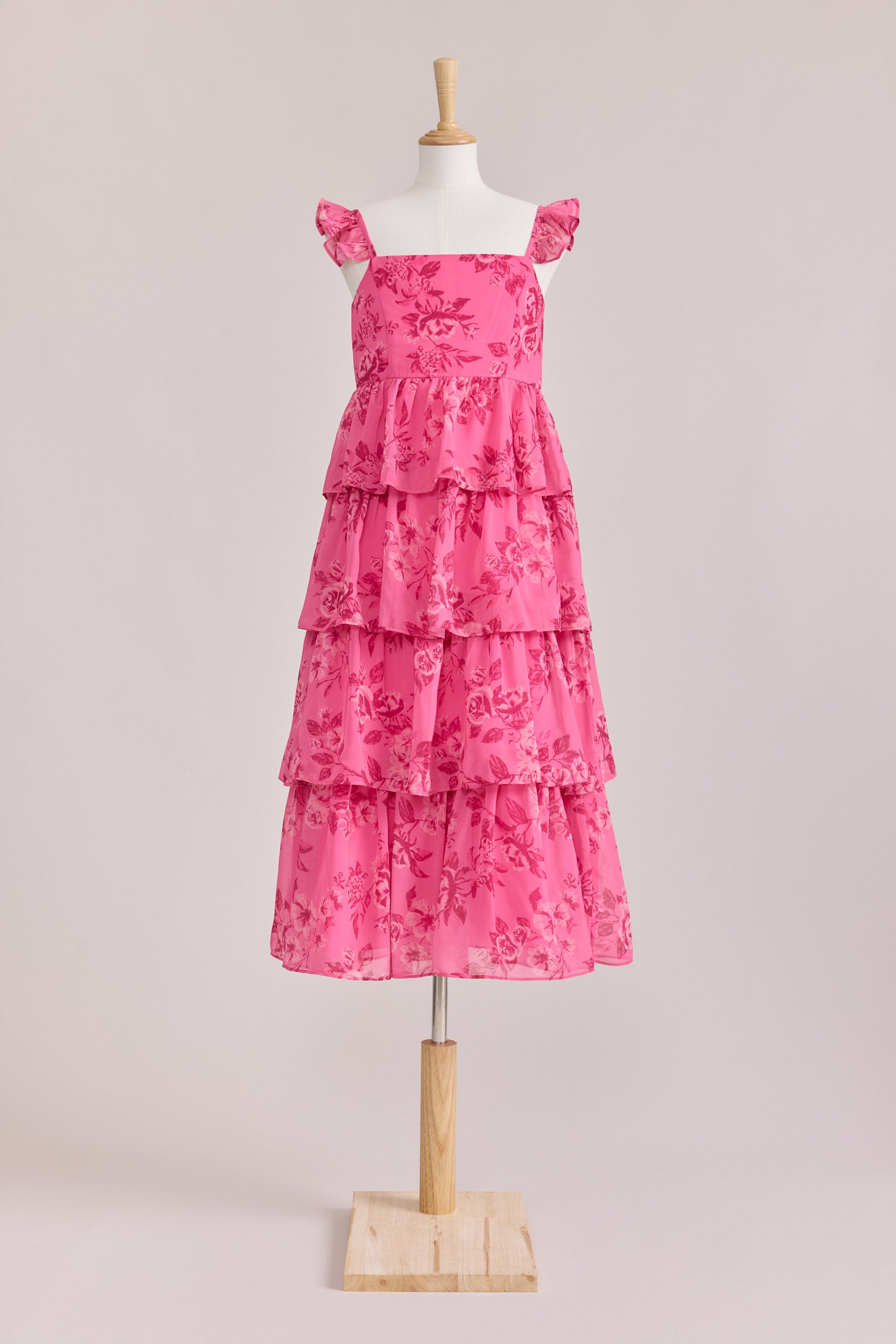 Juniors Poppy Chiffon Floral Print Dress | Made To Order Malibu Pink Bouquet Juniors Poppy Chiffon Floral Print Dress | Made To Order Malibu Pink Bouquet