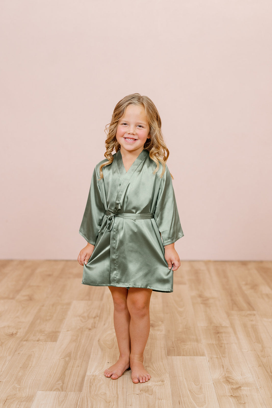 Kids Getting Ready Satin Robe | Made To Order Sage