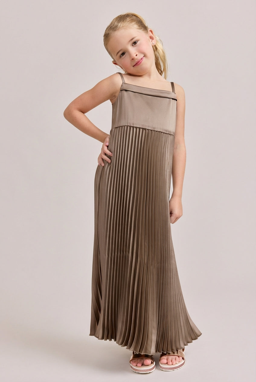 Kids Saylor Satin Pleated Dress