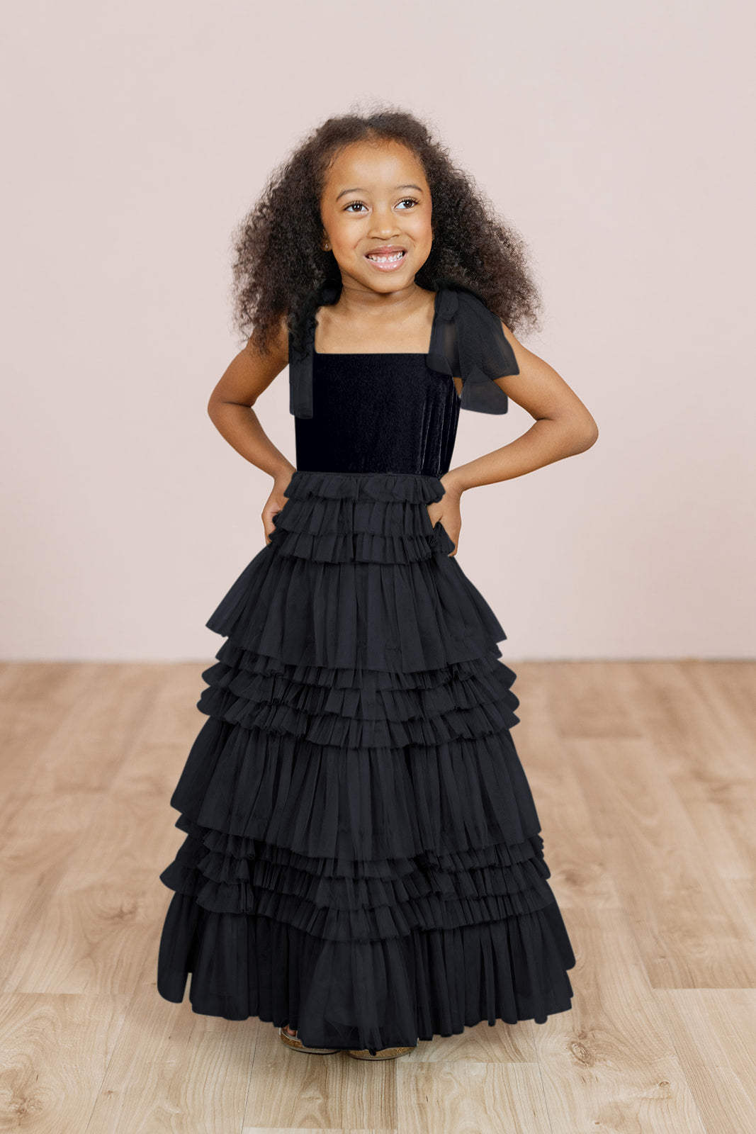black dresses for kids Tallulah Velvet + Tulle Dress Tie-waist Linen dress MIAMI Full Bust 02/30/2024 Delivery Size:SmallSmall