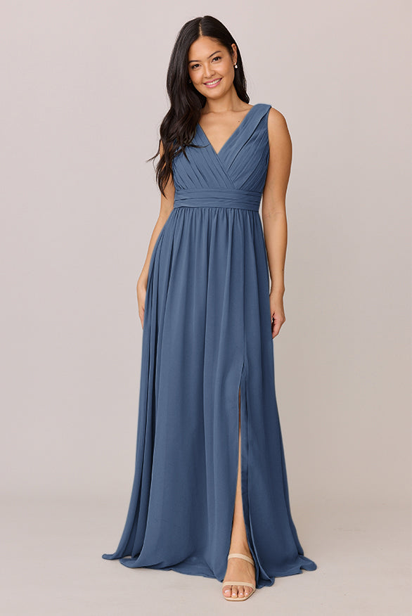 sachin and babi light blue dress Dark Navy Chiffon Jacket Lace Mother Bride Dress main image 0
