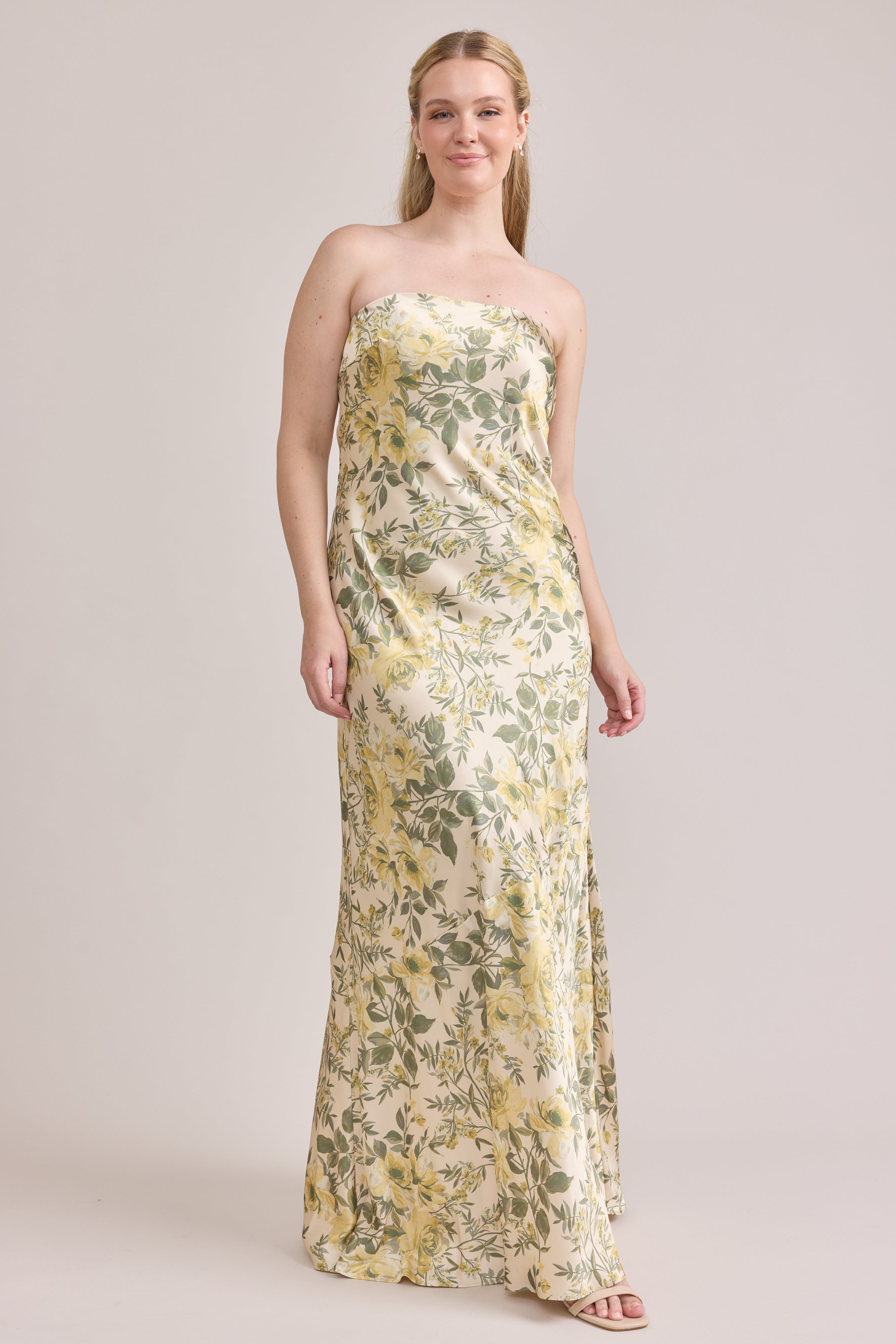 revelry leo satin dress Leo Satin Floral Print Dress