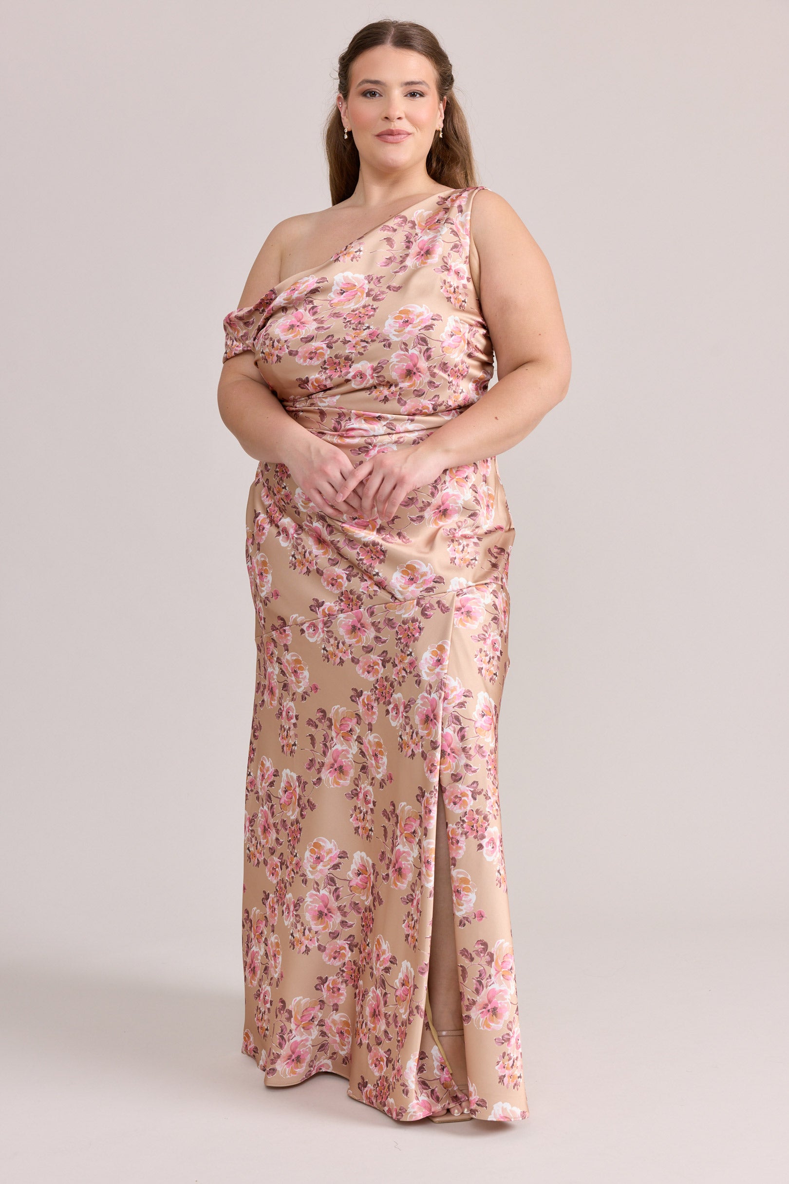 Livvy Satin Floral Print Dress