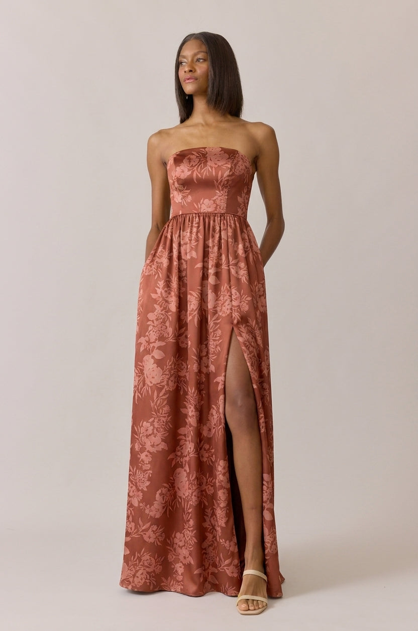rust floral bridesmaid dress Rust Floral Bridesmaid Dresses