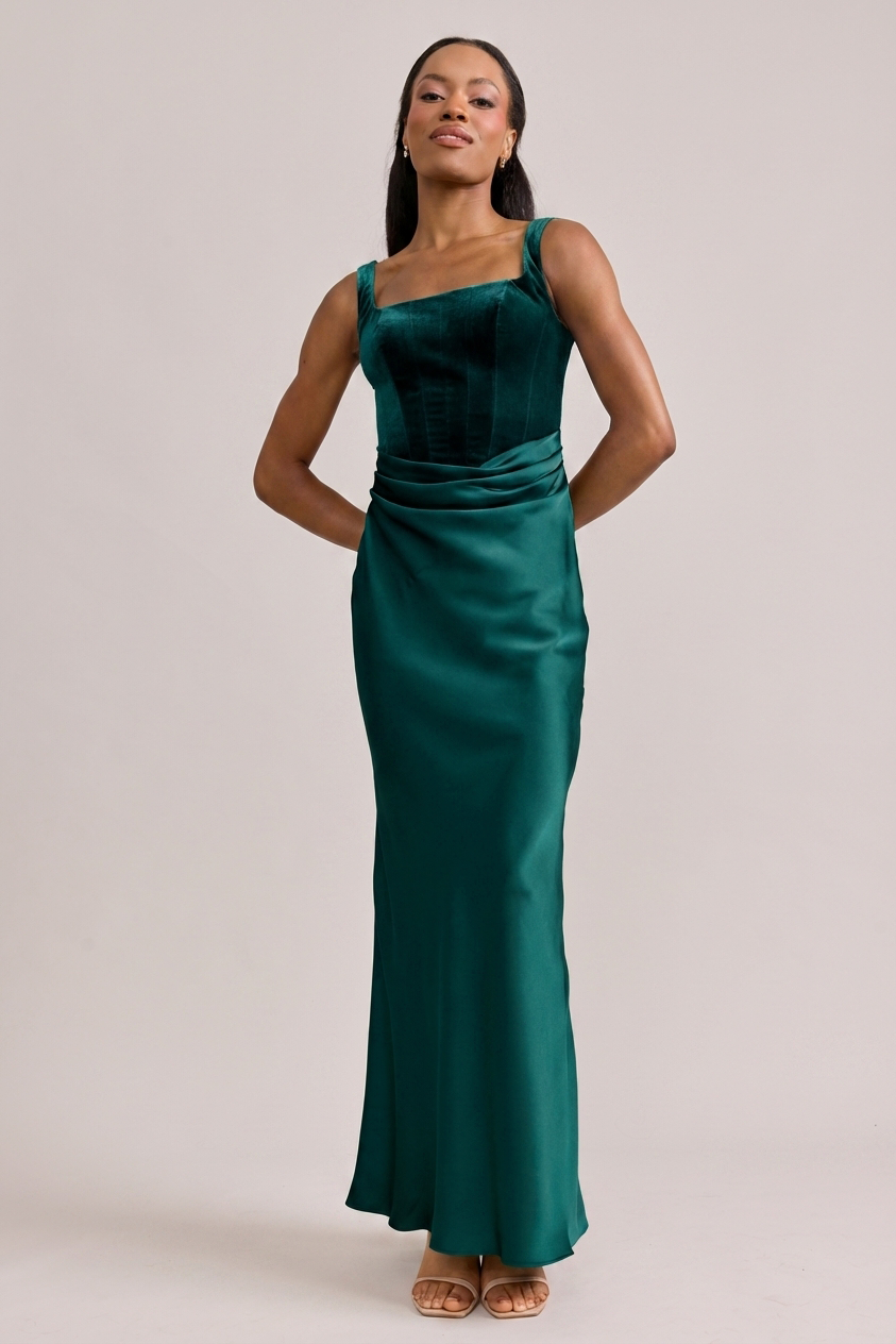 Marlowe Satin + Velvet Dress