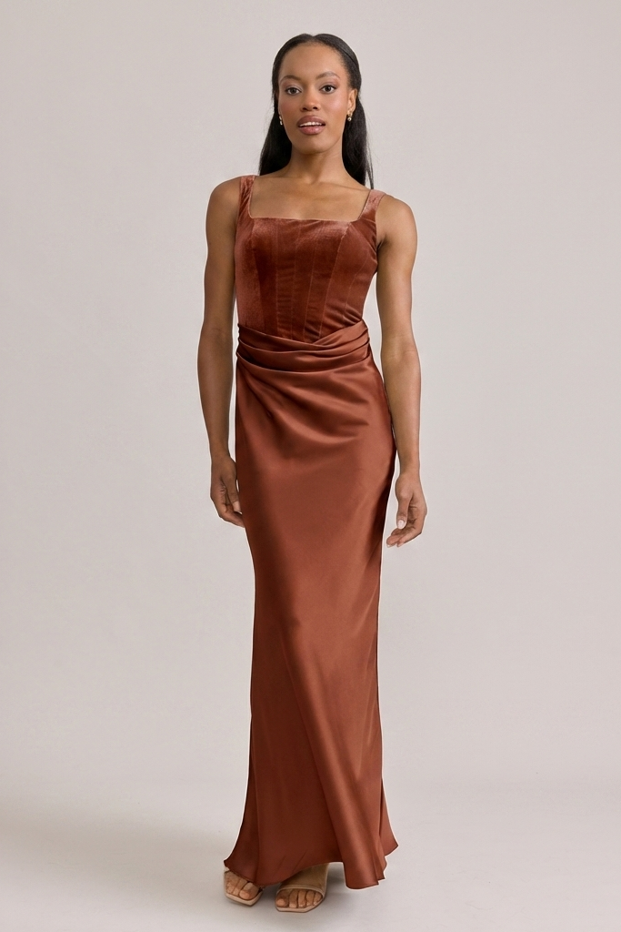 velvet rust dress Marlowe Satin + Velvet Dress