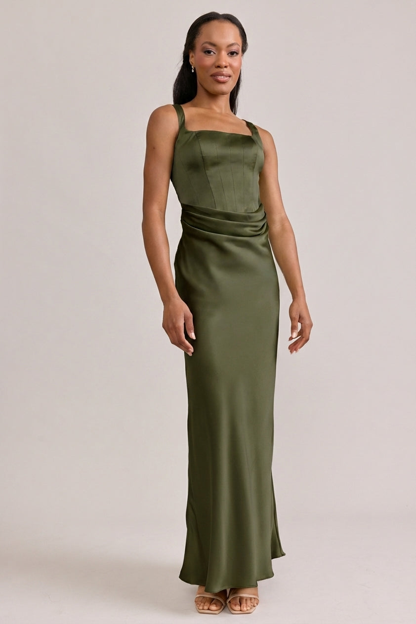 Marlowe Satin Dress | Made To Order Moss Marlowe Satin Dress | Made To Order Moss