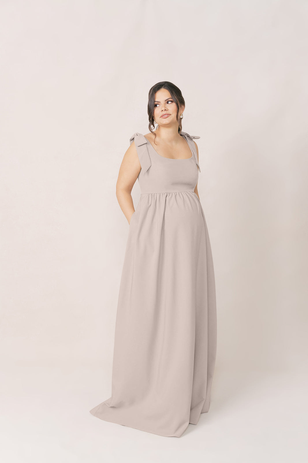 Maternity Bowie Crepe Dress | Made to Order Gold Champagne Maternity Bowie Crepe Dress | Made to Order Gold Champagne