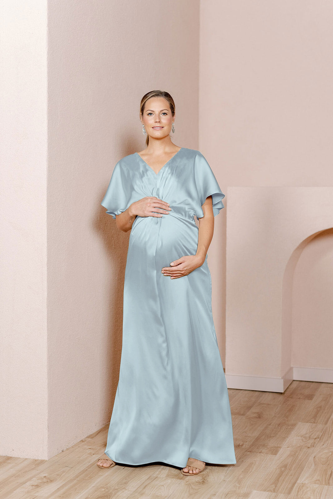 Maternity Gwen Satin Dress | Made To Order French Blue Maternity Gwen Satin Dress | Made To Order French Blue