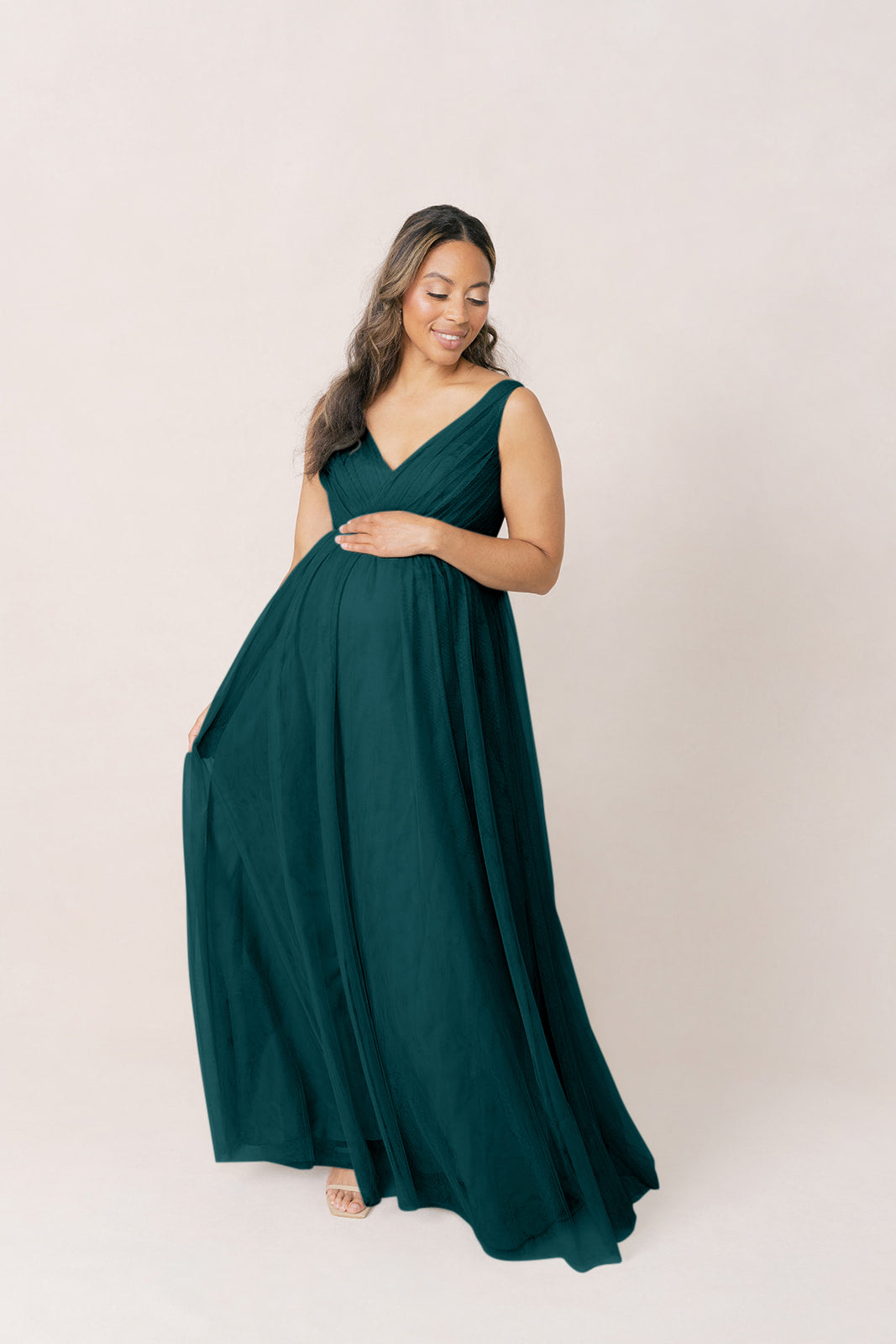 emerald green maternity dress Jamie Tulle Keyhole cut cosplay clothing AU size:12 High Cowl Neck Bouclé