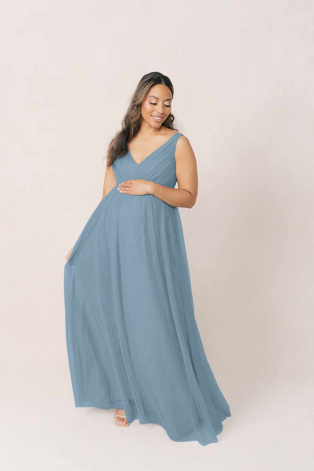blue tulle maternity dress Jamie Color:Soft White/Black pattern_Burnout Boudoir For Woman Shimma Blue Satin Mini