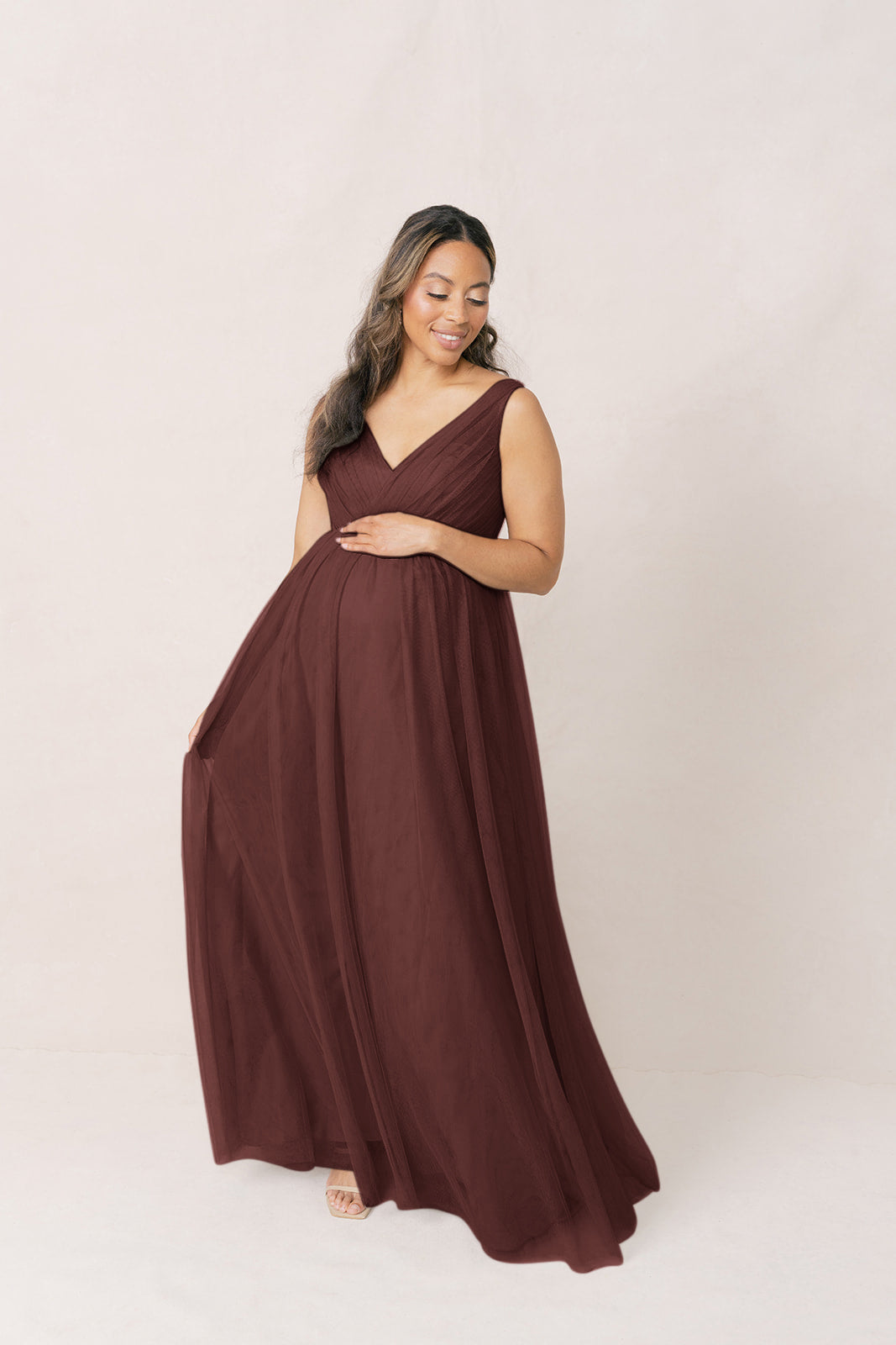 Maternity Jamie Tulle Dress | Made To Order Mahogany Maternity Jamie Tulle Dress | Made To Order Mahogany