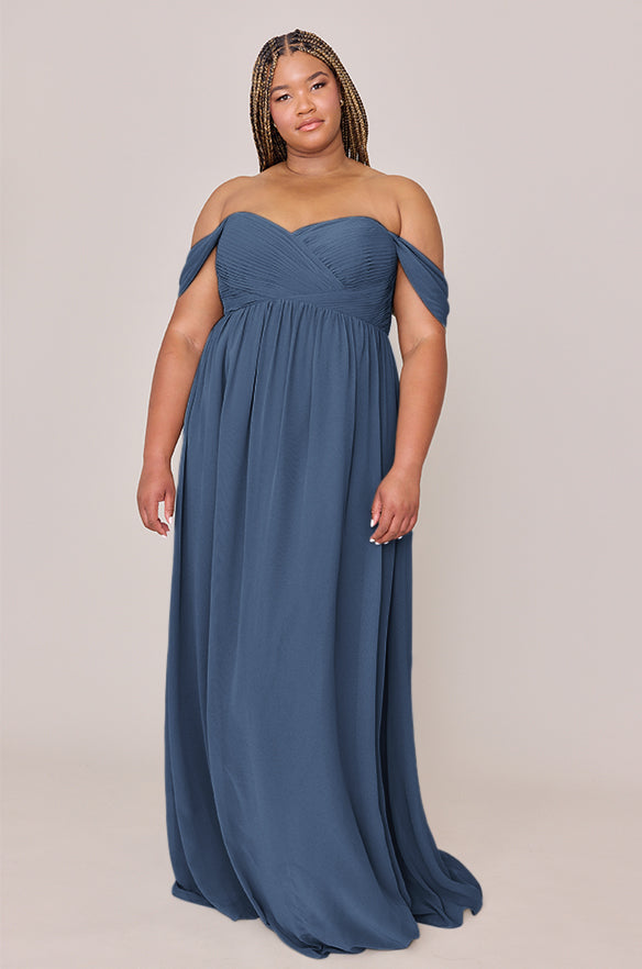 bridesmaid maternity dress Kennedy Chiffon Convertible Color:Periwinkle Sketchbook Floral The floor mother of the bride/groom Reformation | Dresses |