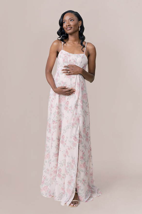 Maternity Nova Chiffon Floral Print Dress | Made to Order Blushing Bride Bouquet Maternity Nova Chiffon Floral Print Dress | Made to Order Blushing Bride Bouquet