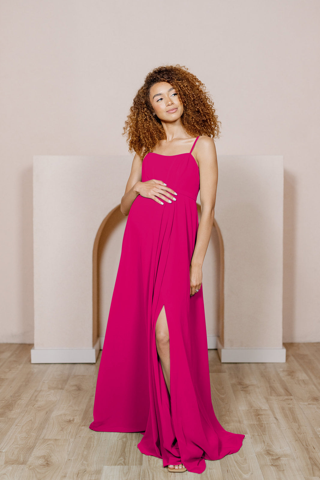 Maternity Nova Chiffon Dress | Made to Order Hot Pink