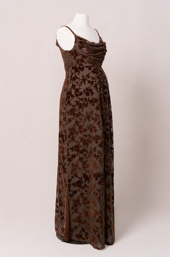 Maternity Skye Floral Burnout Velvet Dress | Made To Order Mahogany