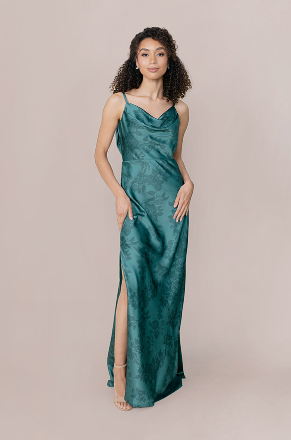 slim fit dress slacks Green Silk Knee Length Dress | Indian Festive main image 1