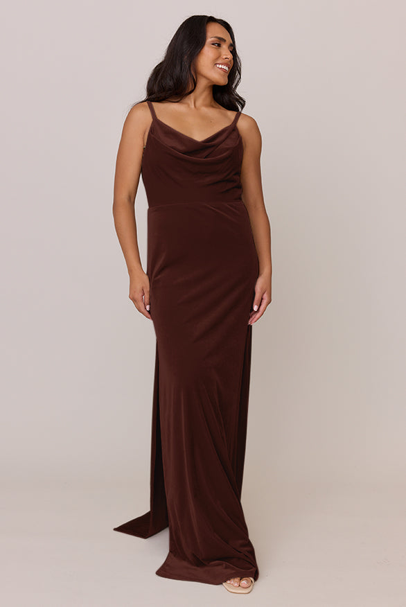 revelry bridesmaid dresses velvet Mahogany Bride