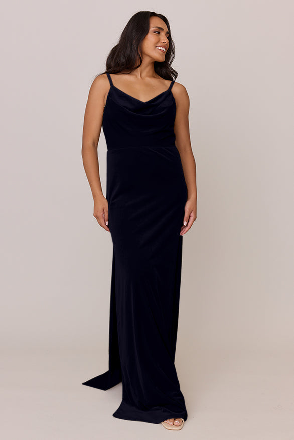 revelry bridesmaid dresses velvet Navy Blue Gwen velvet