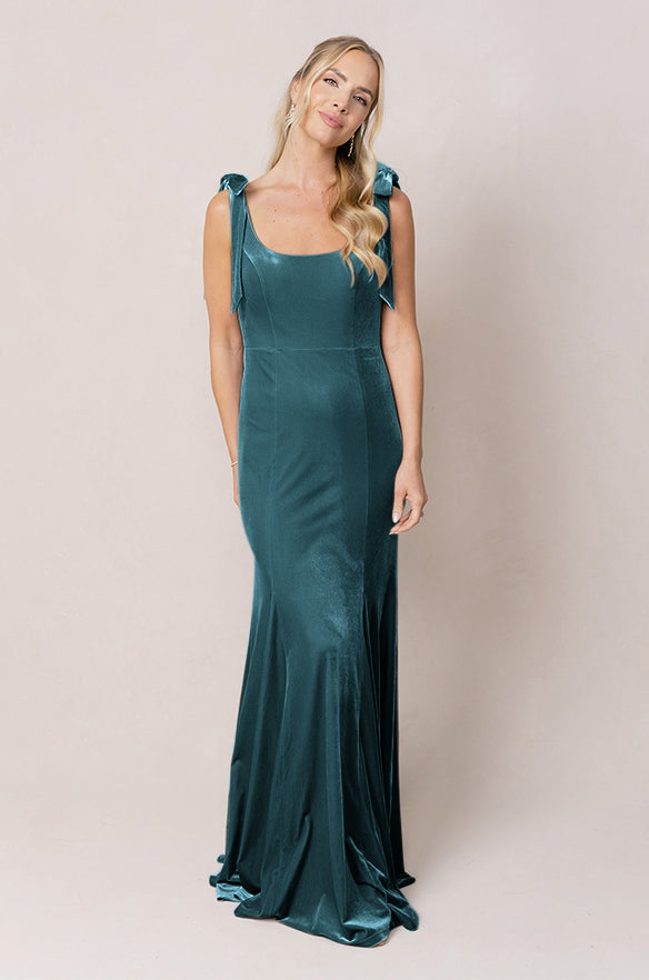 Nicole Velvet Dress | Made To Order Desert Blue